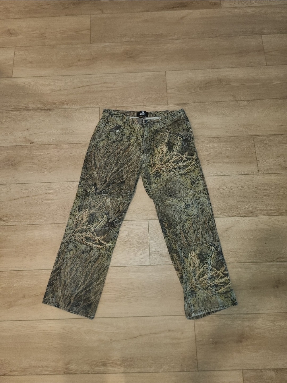 Vintage Y2K Mossy Oak Bush Camo Double Knee Canvas Pants Size 38x32 Good Conditi